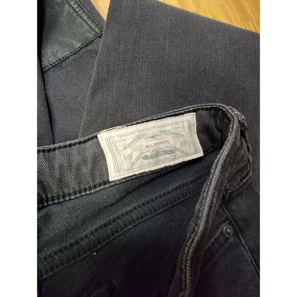 Allsaints Biker Jeans Leather Knee Patches 26 - Picture 7 of 9